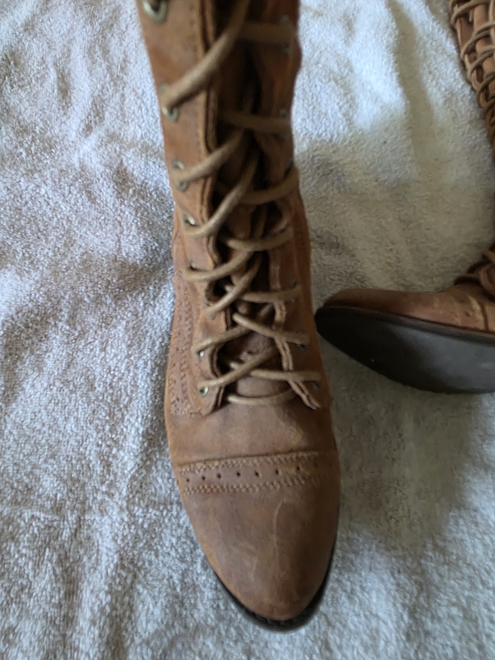 Free People Brown Lace-Up Leather Ankle Boots